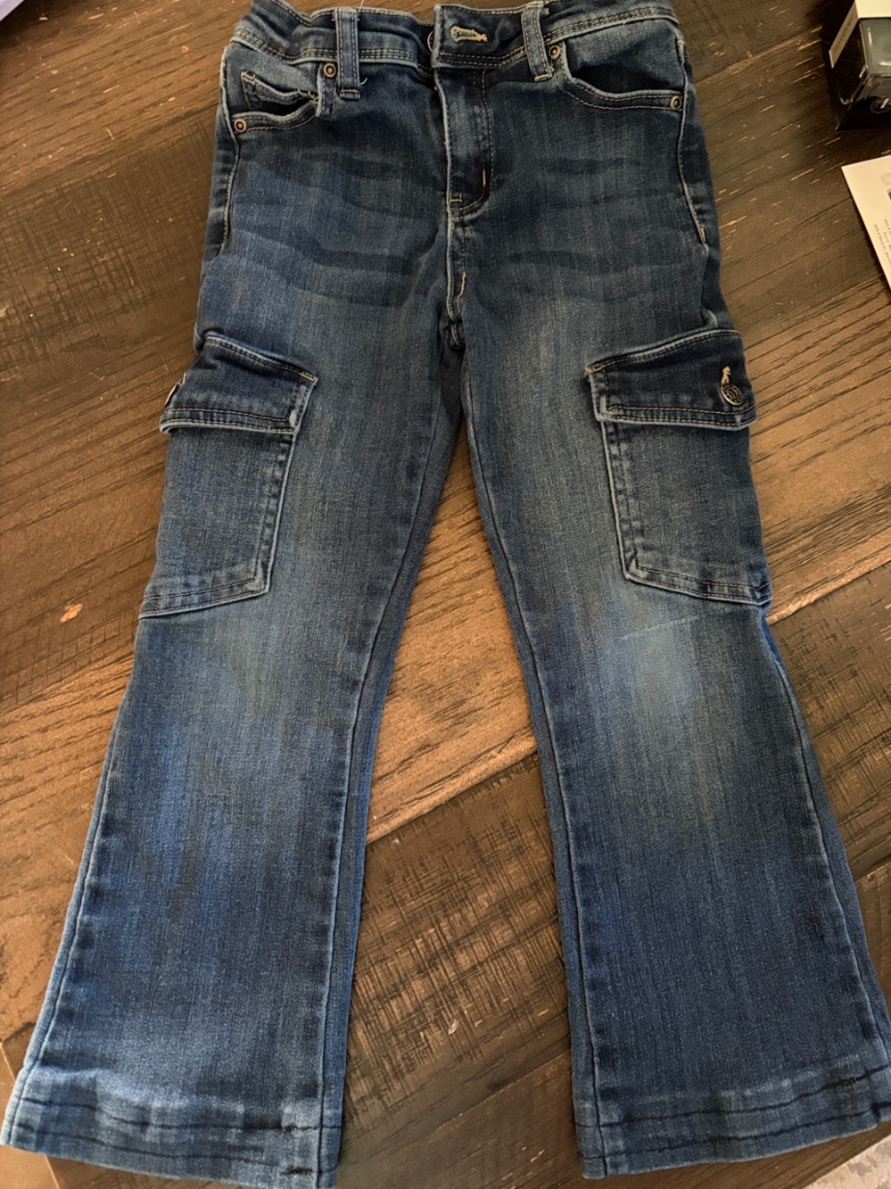 Tractr Indigo Flared Cargo Jeans